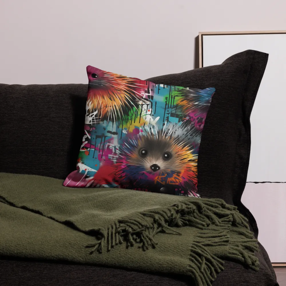 Whimsical Hedgehogs in a Kaleidoscopic Wonderland | Pillow Case | 18″×18″