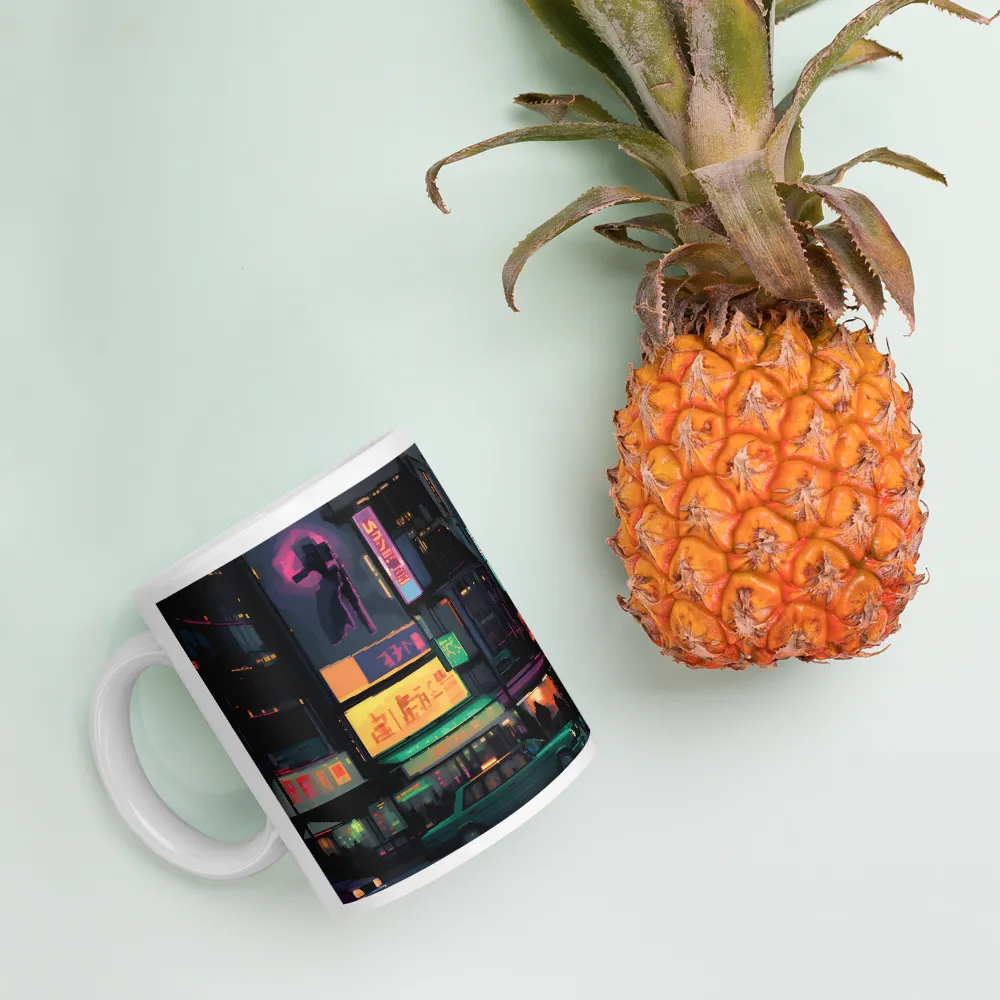 Neon Dreams: A Pixelated Urban Night | Mugs | Multiple Sizes & Colors