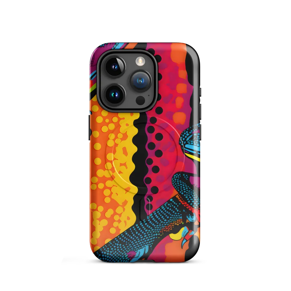 Colorful Encounters: The Playful Geckos | Phone Case |  15 Pro | MagSafe® Tough Case | Glossy