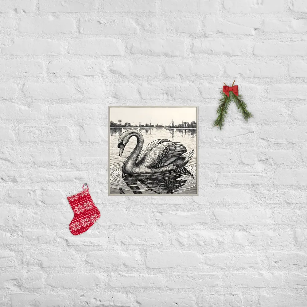 Etched Swan 
 Poster | 16″x 16″