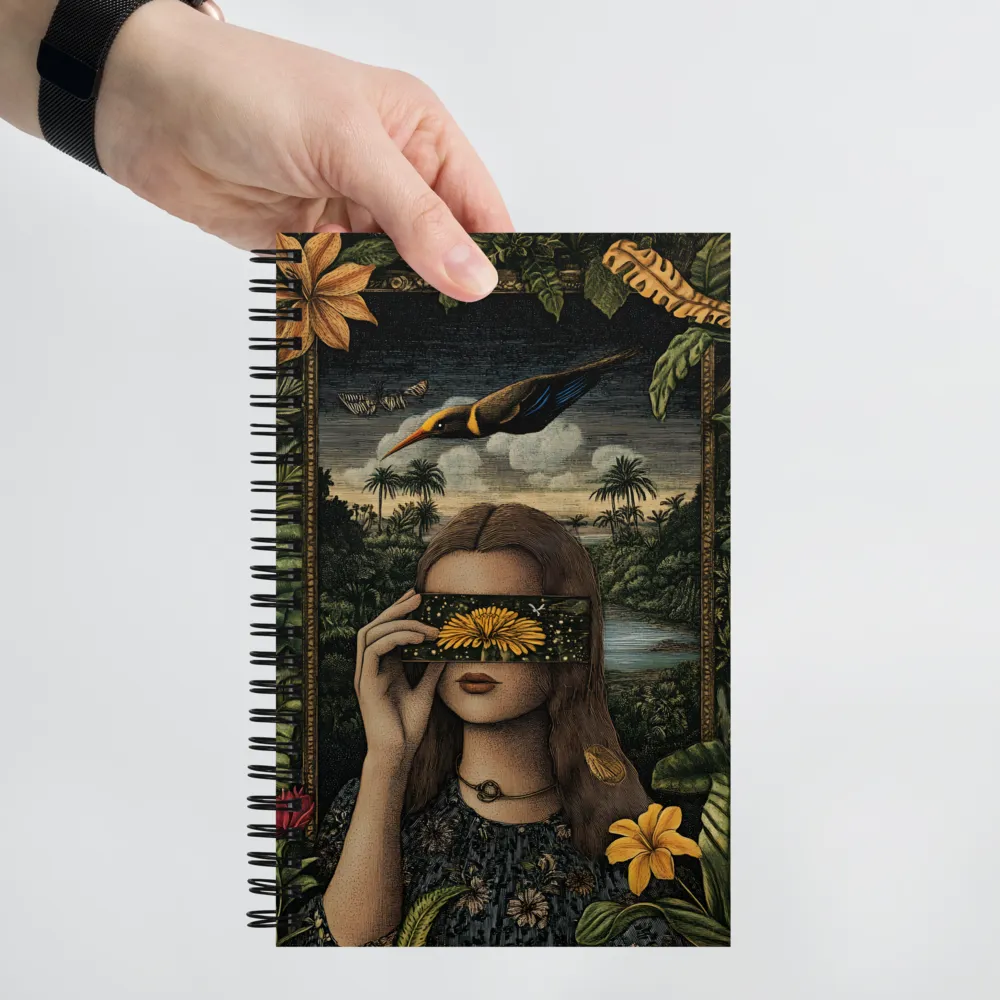 Veil of Nature: A Surreal Embrace | Spiral Notebook