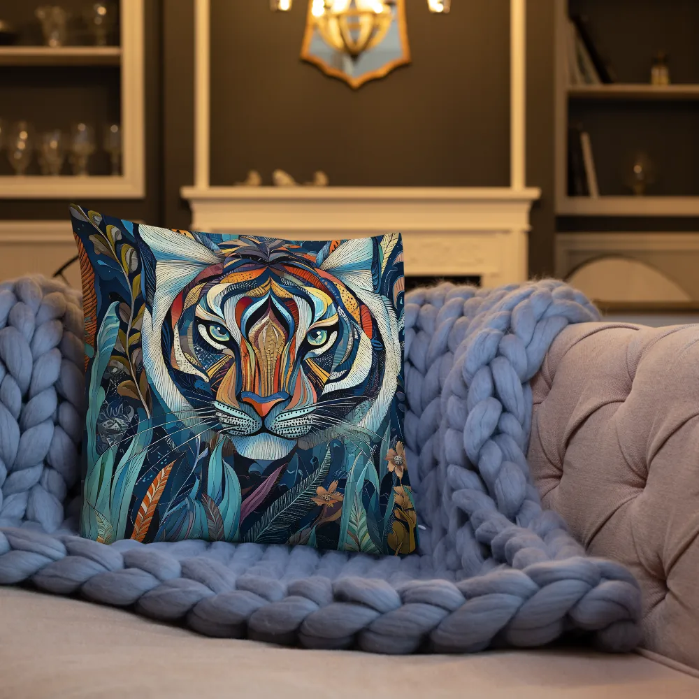 Ornamental Tiger in Teal and Orange