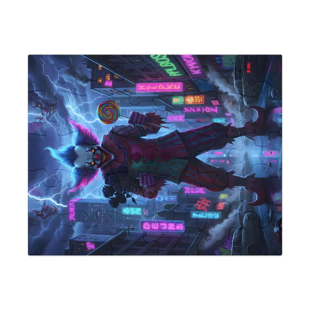 Midnight Neon Clown 
 Jigsaw Puzzle in Tin Box