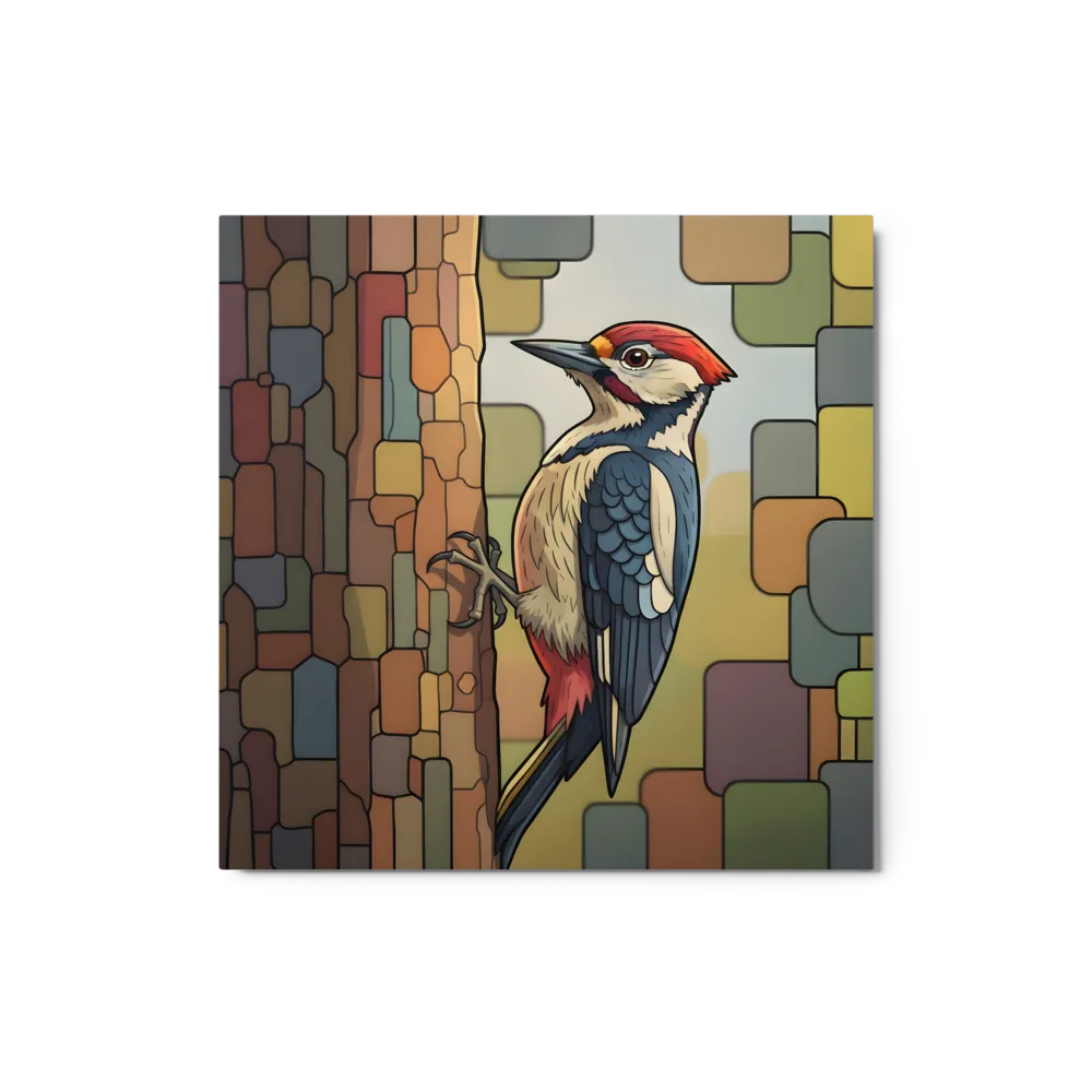 Mosaic Woodpecker 
 Metal Print | 12″x 12″