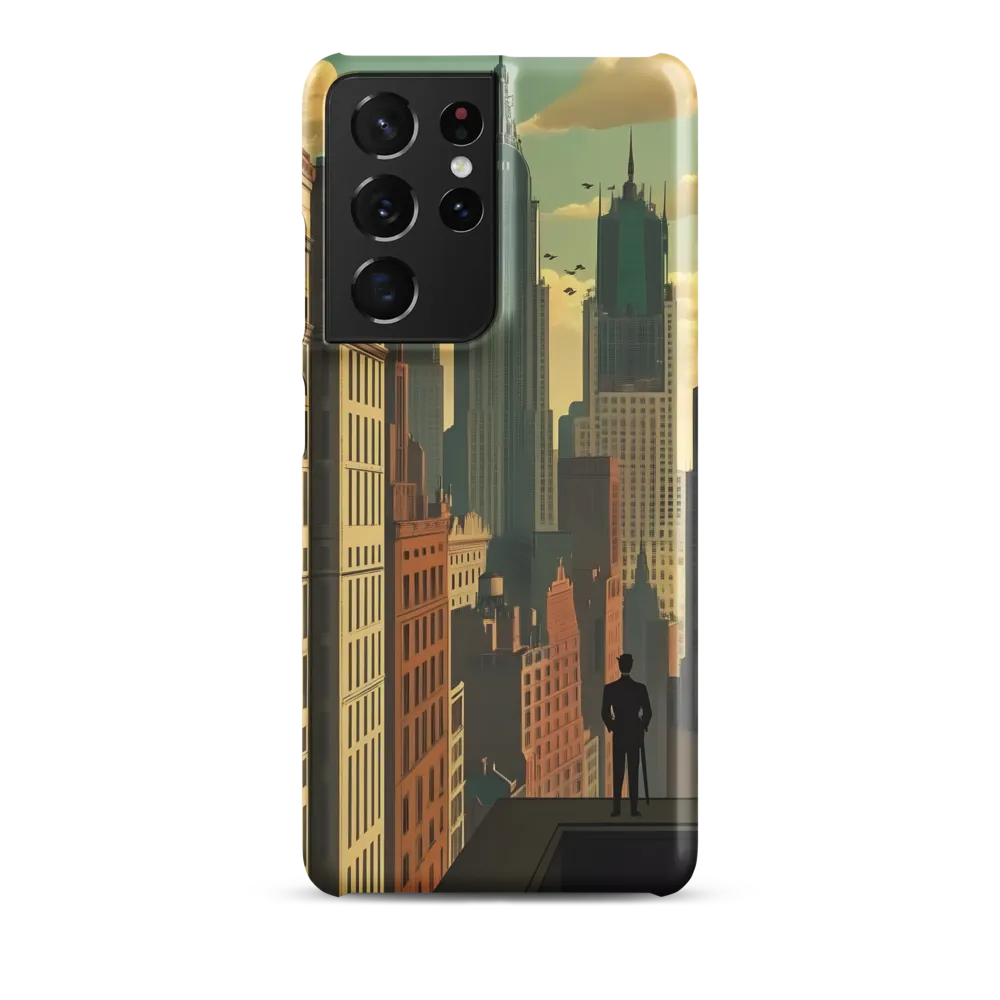 Urban Dreams: A Silhouette in Art Deco Cityscape
