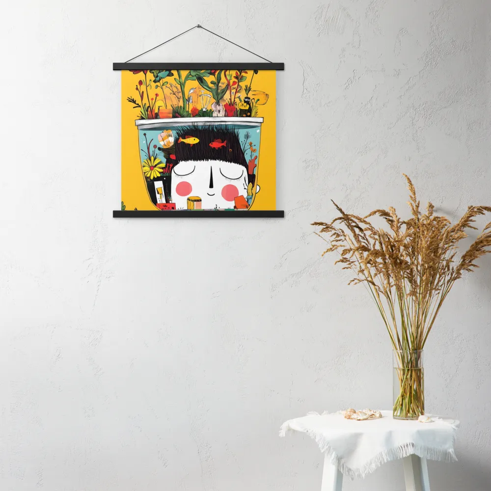 Whimsical Garden Head | Poster With Black Wood Hanger | 18″×18″