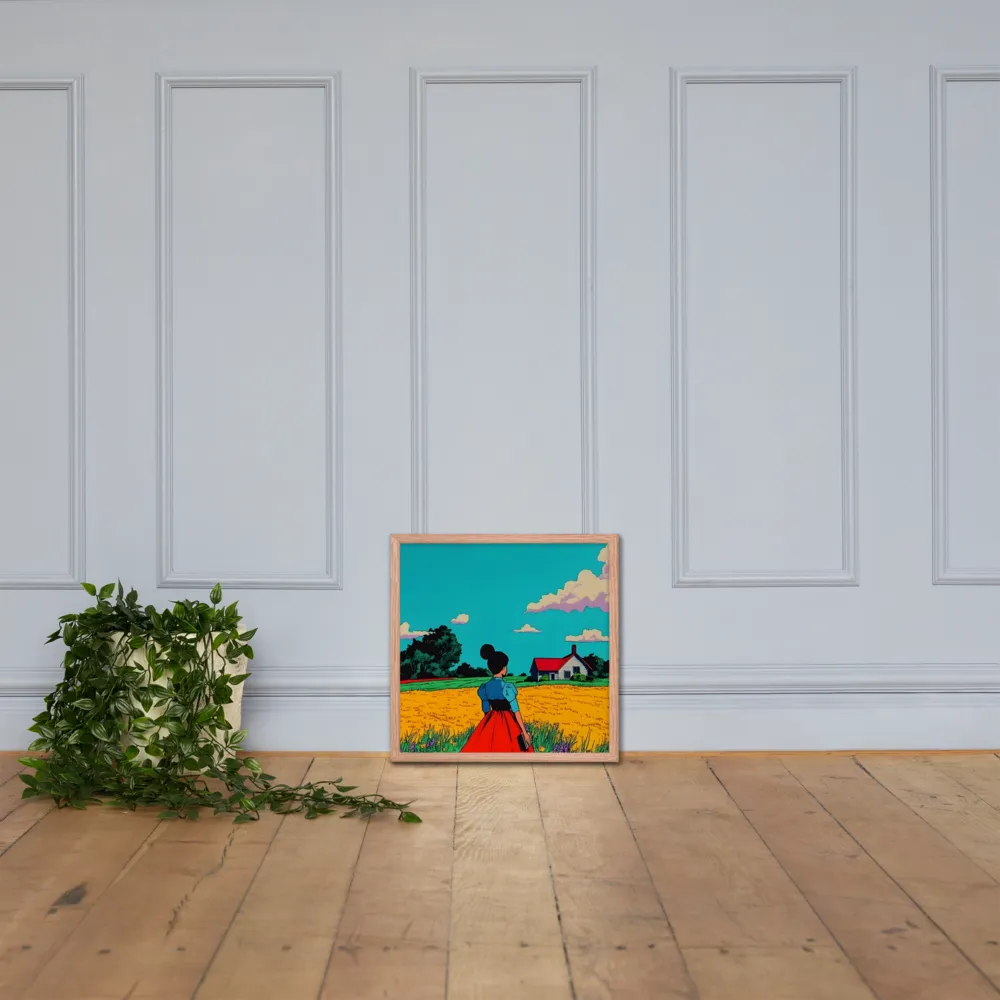 Whispers of a Sunlit Meadow | Poster with Red oak Frame | 18″×18″