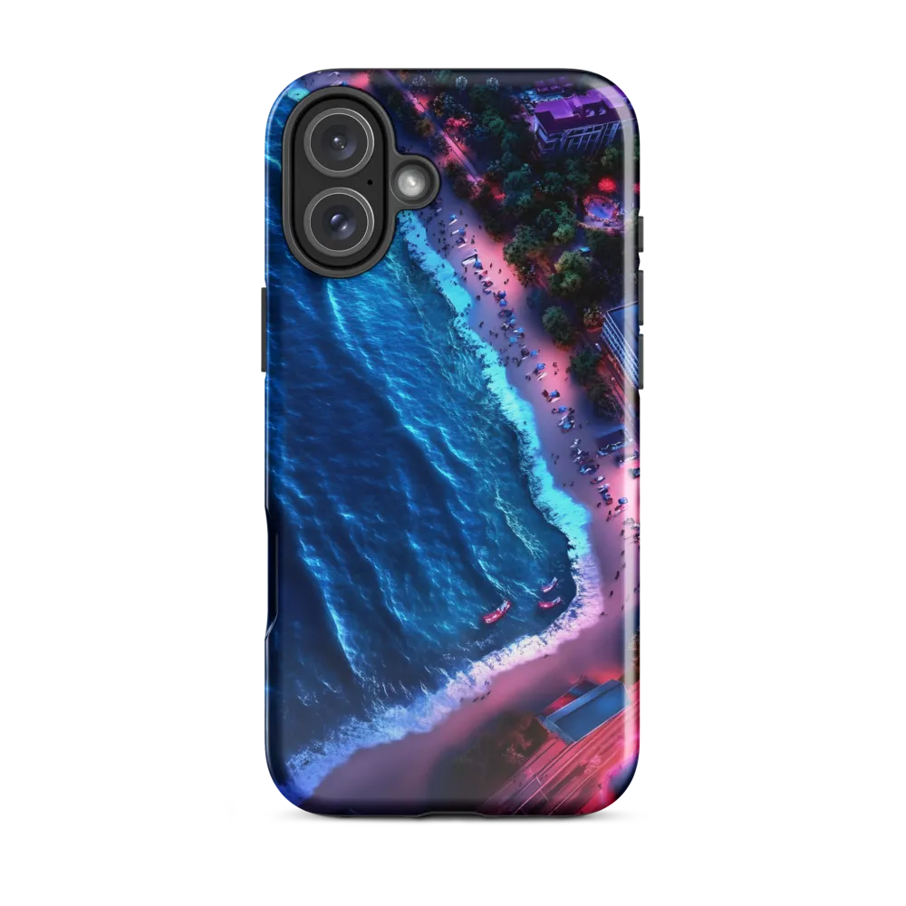 Twilight Reflections: A Serene Beach Aerial | Phone Case |  16 Plus | Tough Case | Glossy