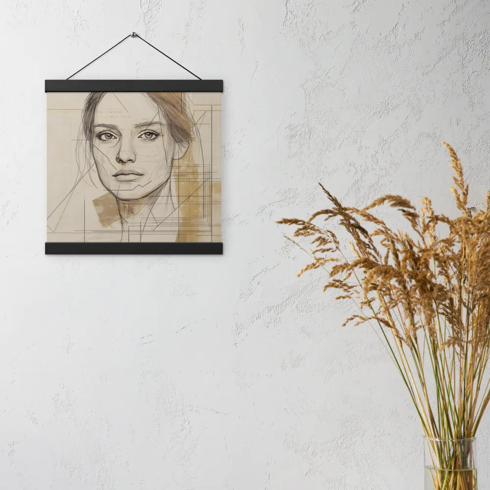 Geometric Elegance: A Modern Portrait | Poster With Black Wood Hanger | 12″×12″