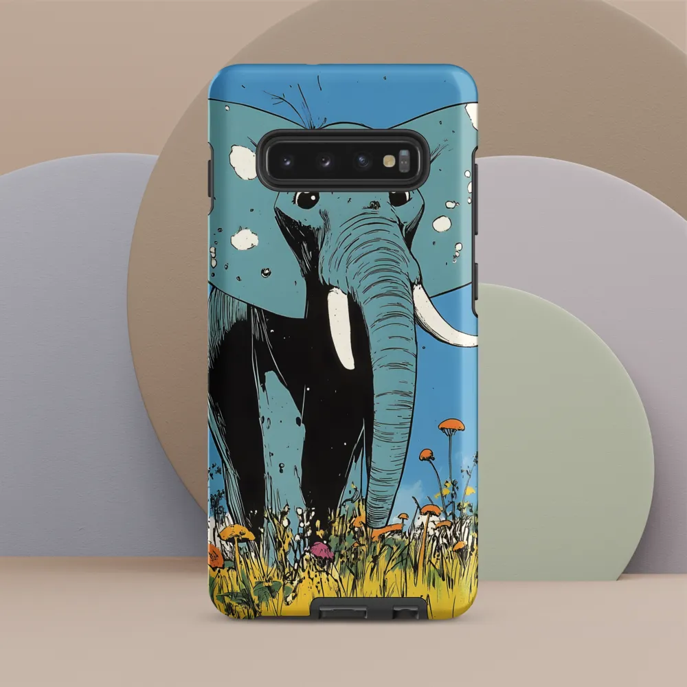Whimsical Blue Elephant in Bloom