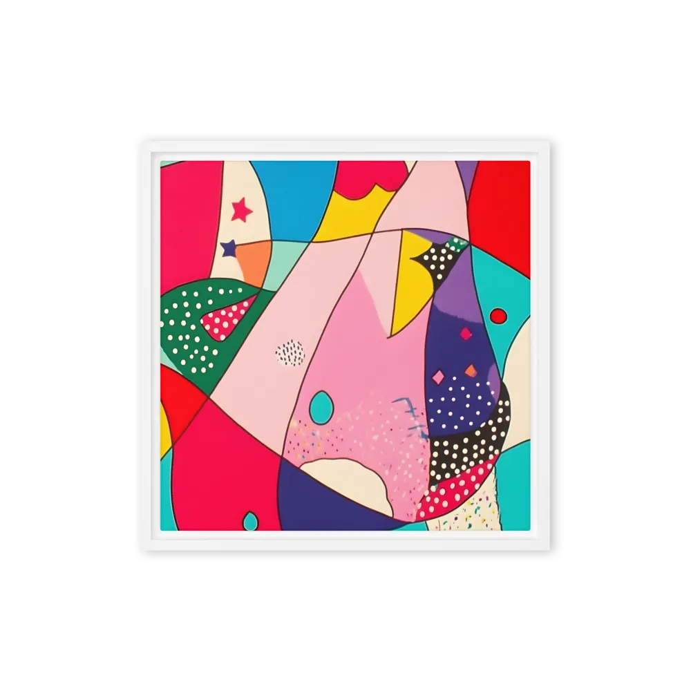 Playful Geometry in Color | Canvas with White Frame | 16″×16″