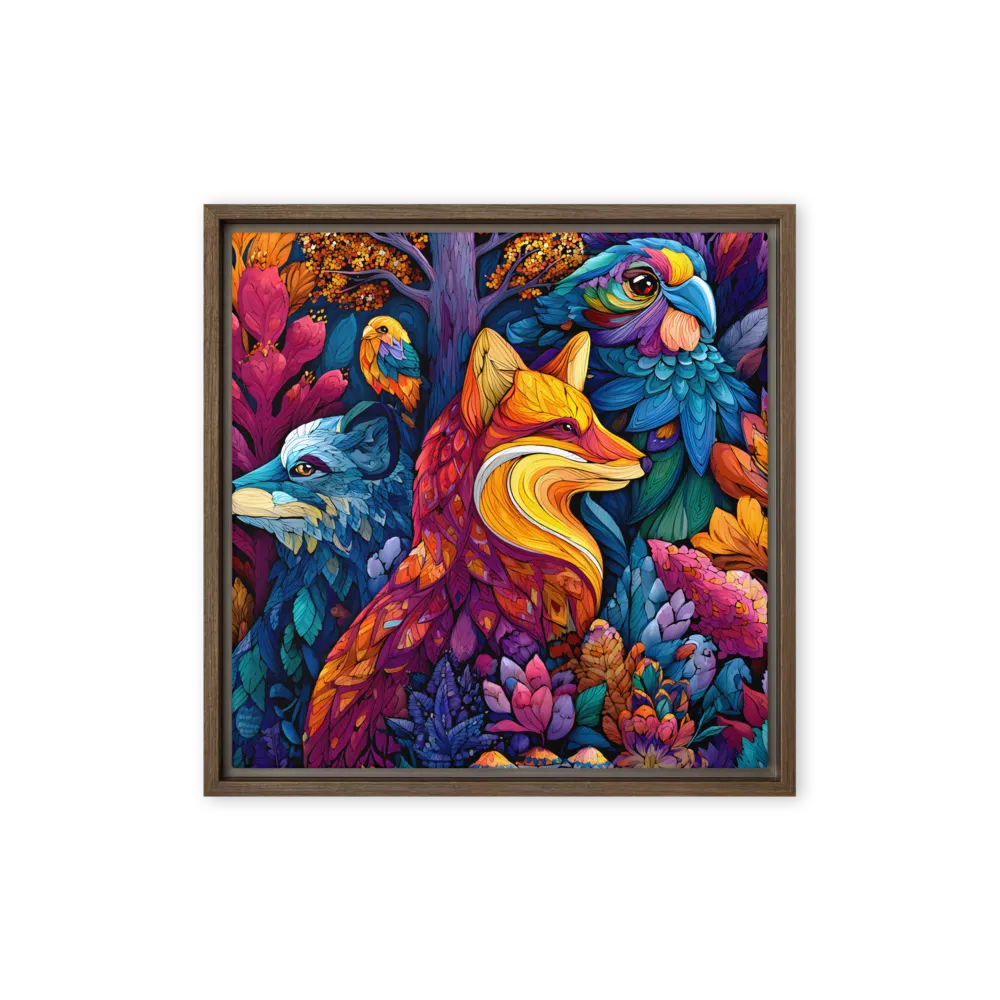 Chromatic Forest Trio 
 Canvas with Brown Frame