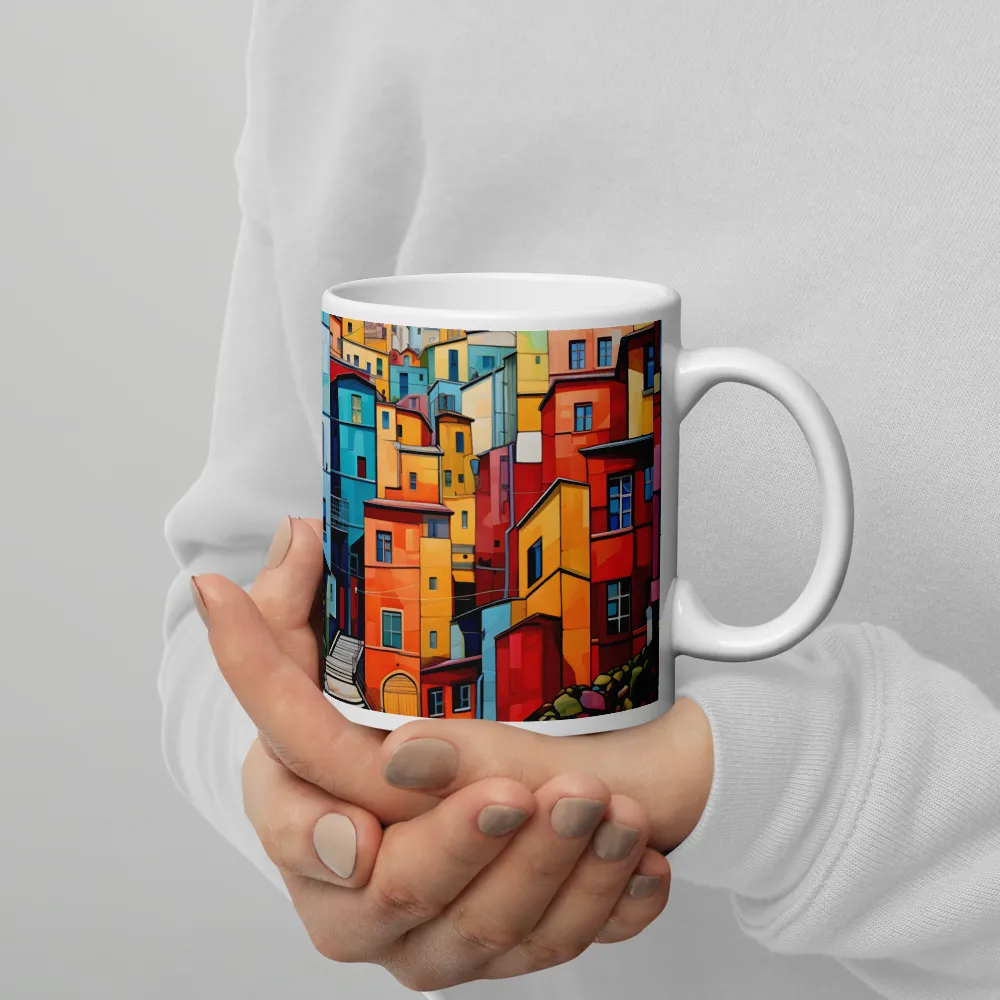 Vibrant Village: A Cubist Journey | Mugs | Multiple Sizes & Colors