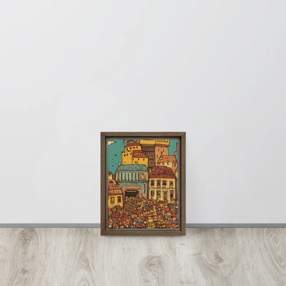 The Quirky City Gathering | Canvas with Brown Frame | 8″×10″