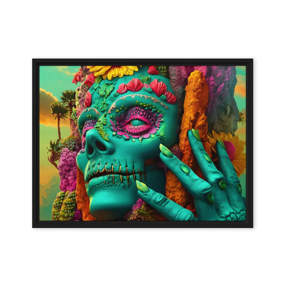 Ethereal Skull Garden | Canvas with Black Frame | 18″×24″