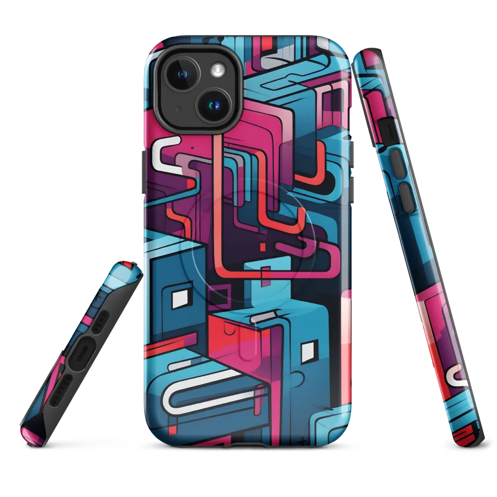 Dynamic Geometry: A Colorful Interplay | Phone Case |  14 Plus | MagSafe® Tough Case | Glossy