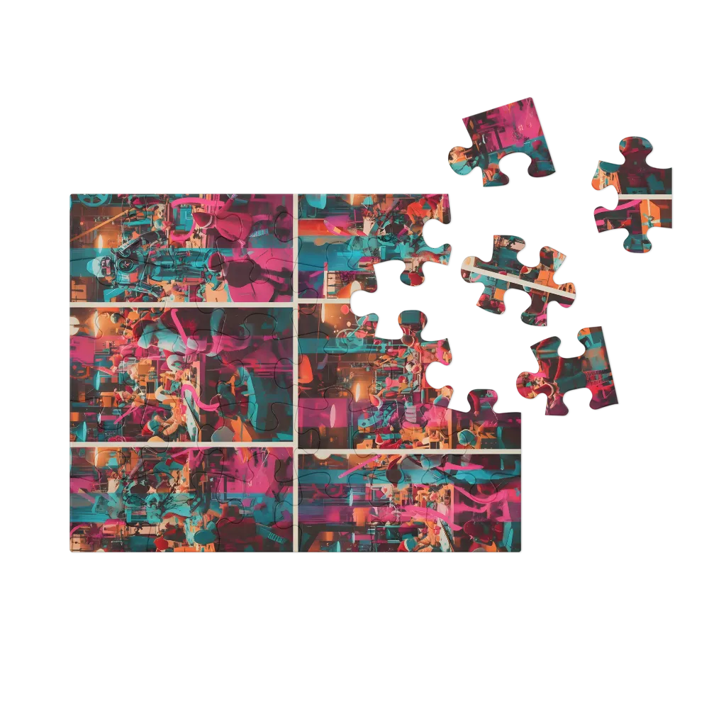 Neon Santa Workshop 
 Jigsaw Puzzle in Tin Box