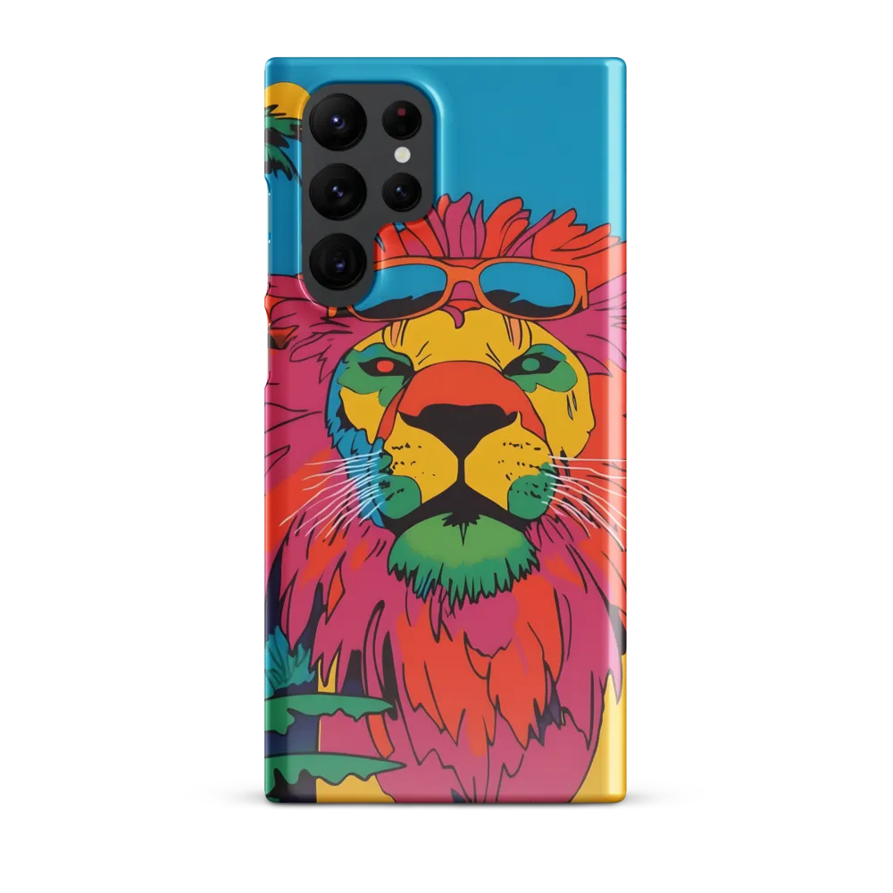 Lion with Sunglasses: A Vibrant Tropical Portrait | Phone Case |  S22 Ultra | Snap Case | Glossy