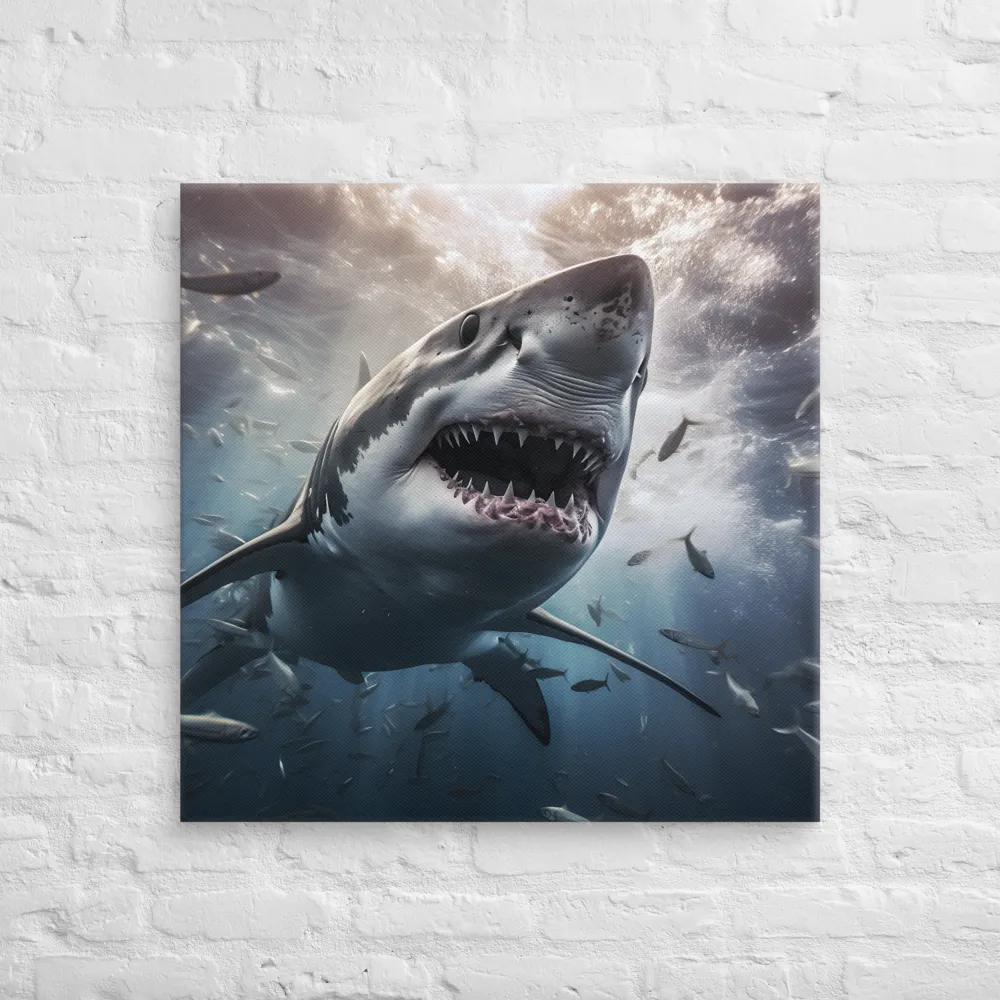 The Apex Predator: An Underwater Encounter | Canvas | 30″×30″