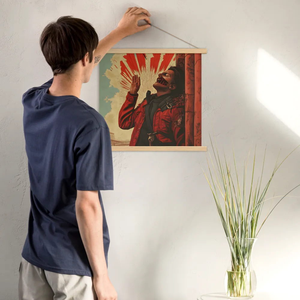 Defiant Echoes of Ruin | Poster With Oak Wood Hanger | 18″×18″