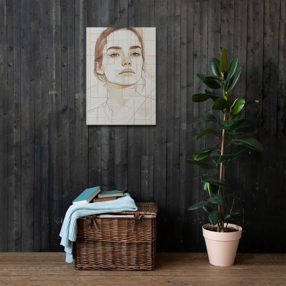 Geometric Serenity: A Minimalist Portrait | Thin Canvas | 20″×28″