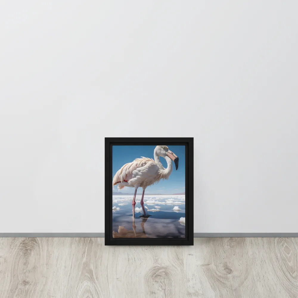 Graceful Solitude of a Flamingo | Canvas with Black Frame | 8″×10″