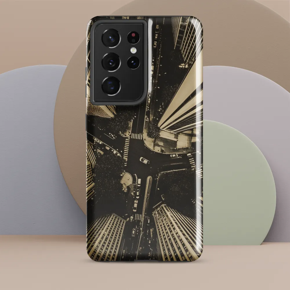 Urban Symphony: Aerial Perspective of City Life | Phone Case |  S21 Ultra | Tough Case | Glossy