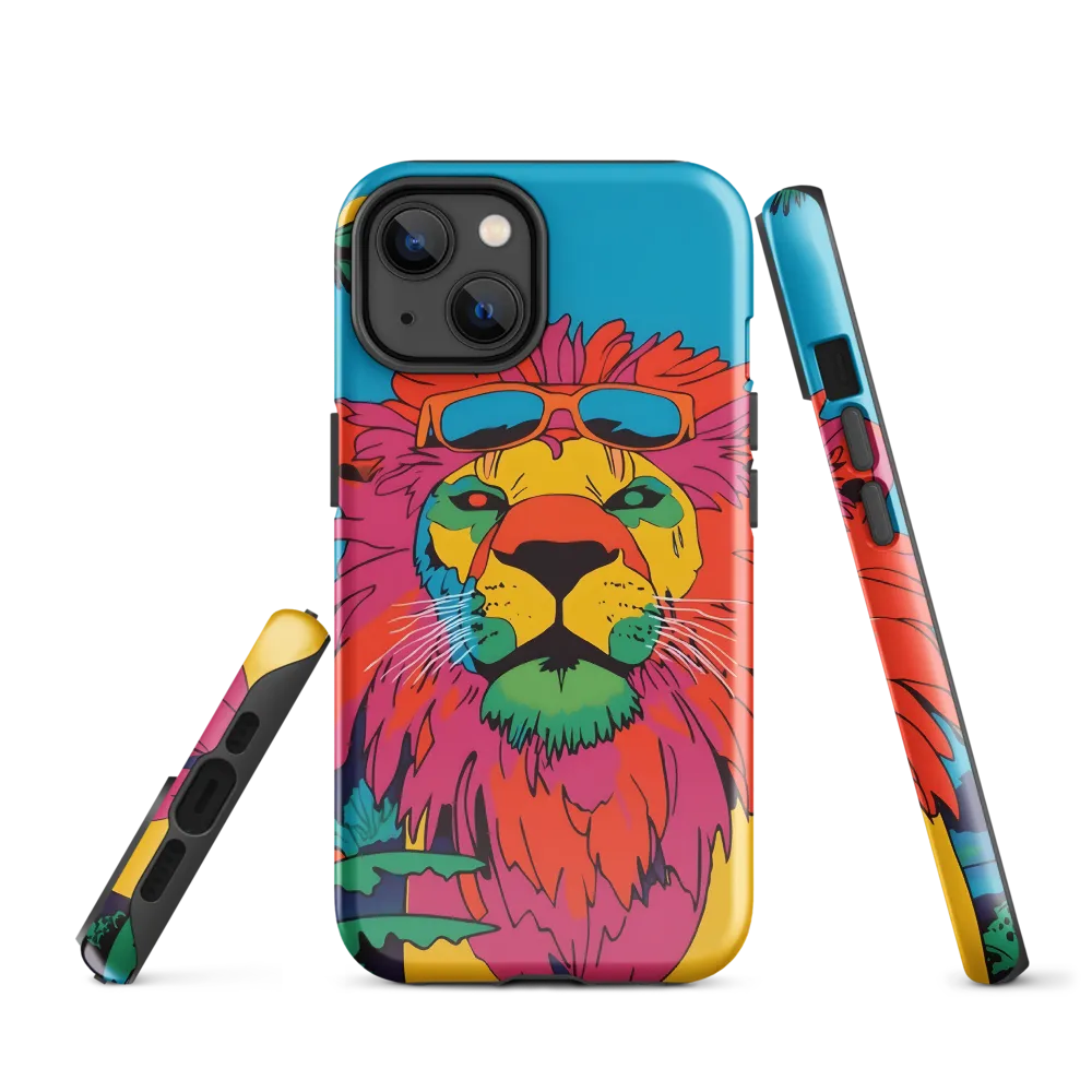Lion with Sunglasses: A Vibrant Tropical Portrait