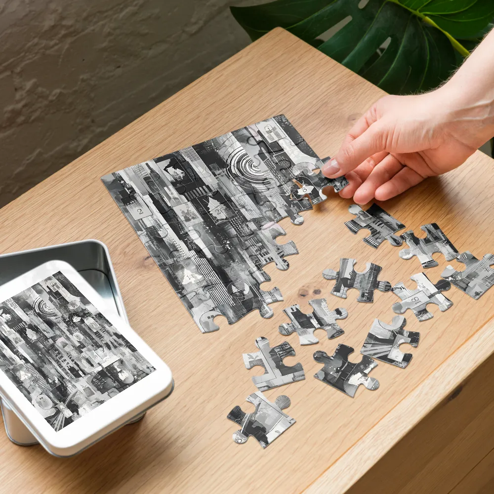 City Calendar Collage 
 Jigsaw Puzzle in Tin Box