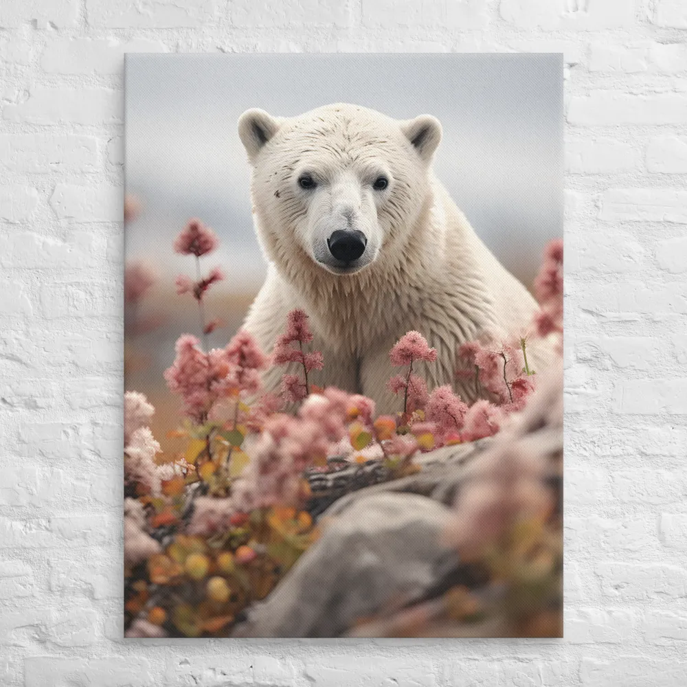 Curiosity Among Blooms: The Polar Bear | Canvas | 30″×40″