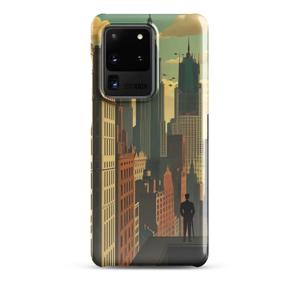 Urban Dreams: A Silhouette in Art Deco Cityscape