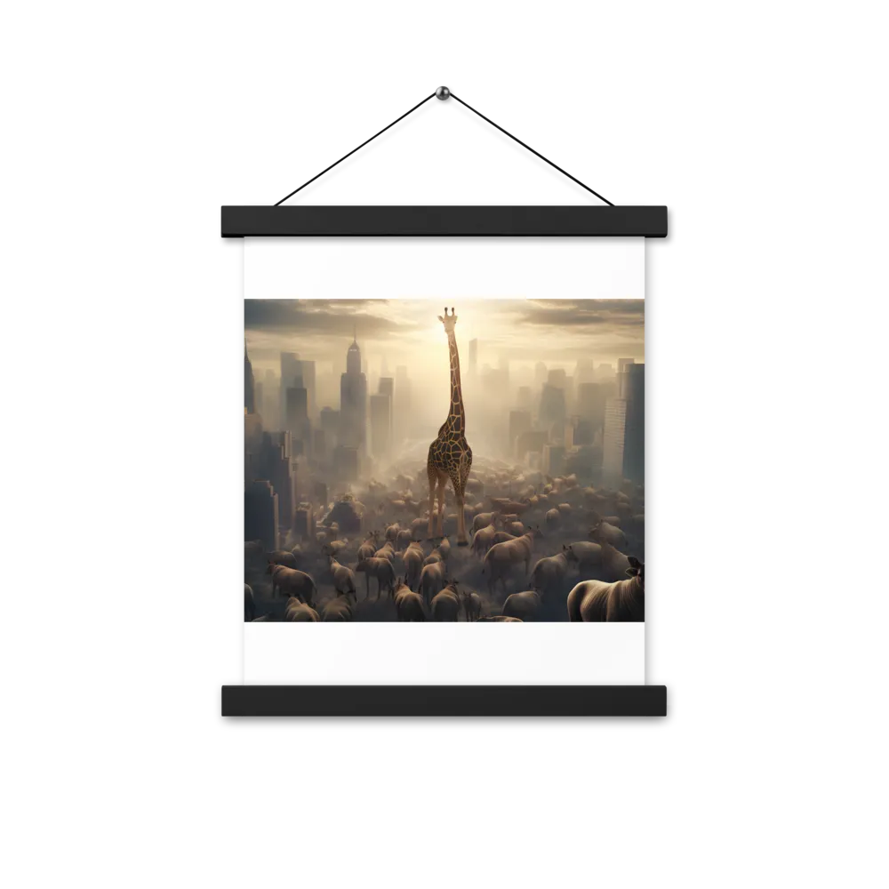 Urban Serengeti: A Giraffe's Perspective | Poster With Black Wood Hanger | 11″×14″