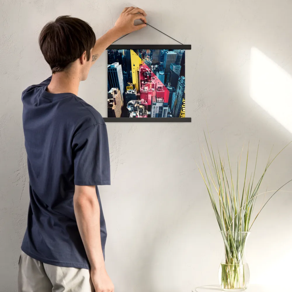 Dynamic Urban Symphony | Poster With Black Wood Hanger | 14″×14″