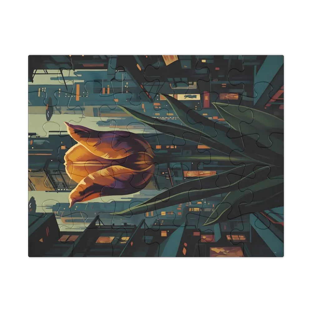 Neon City Tulip 
 Jigsaw Puzzle in Tin Box
