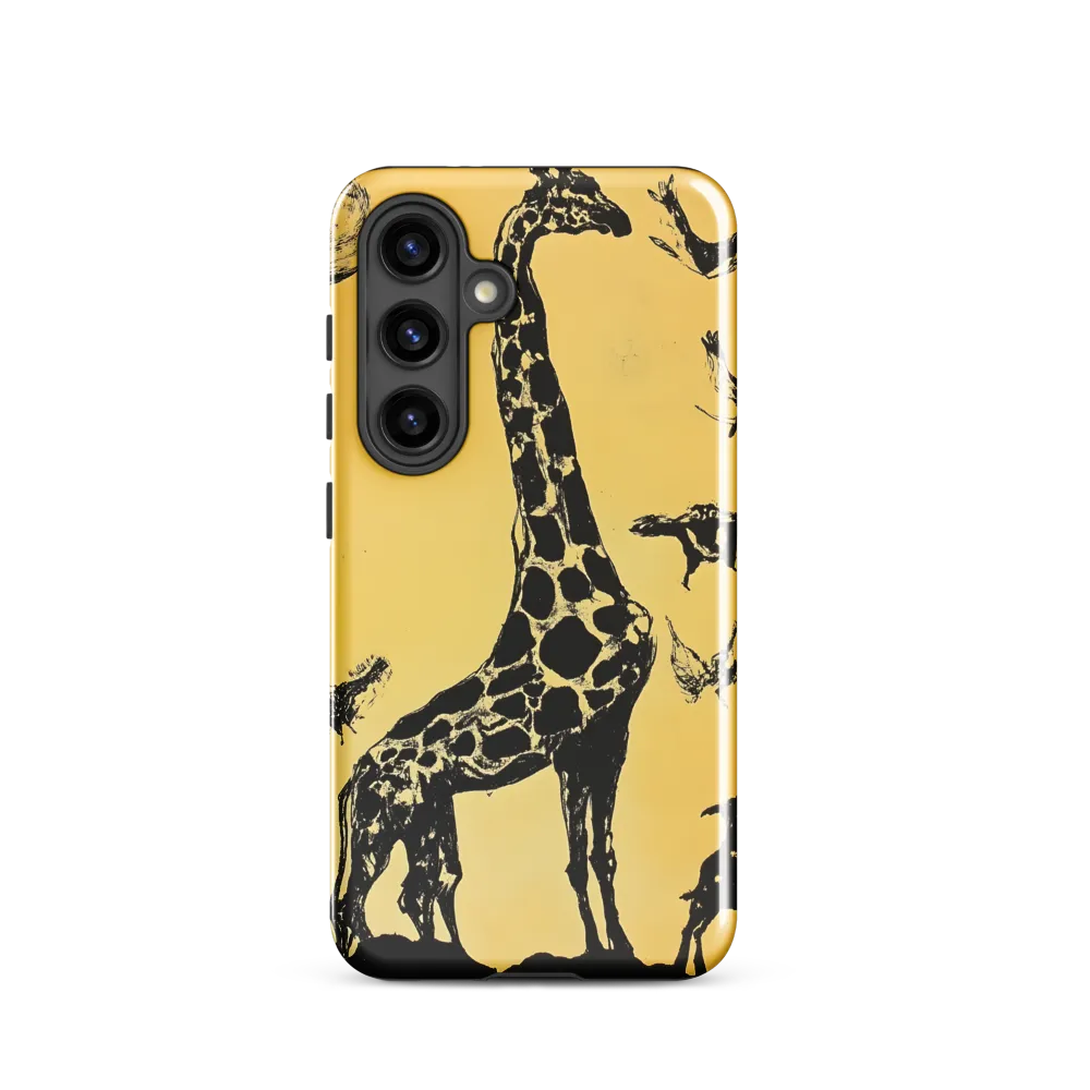 Whimsical Harmony of Giraffe and Birds