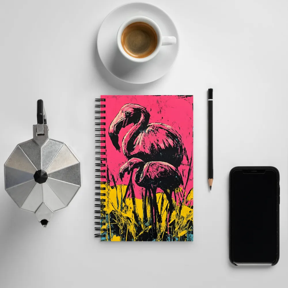 Flamingo Duet: A Pop Art Expression | Spiral Notebook