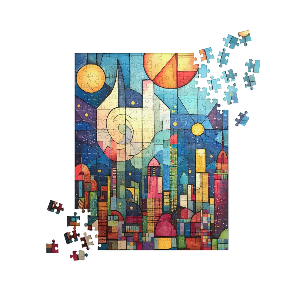 Geometric Harmony: A Vibrant Cityscape | Jigsaw Puzzle | 252 pieces