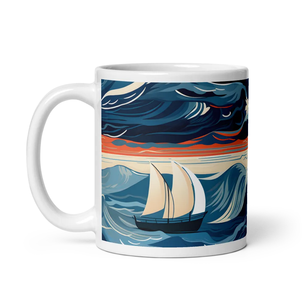 Ocean Whispers: A Voyage at Dusk | Mug with White inside | 11 oz