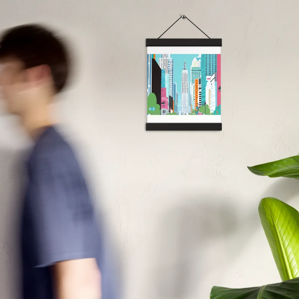 Urban Symphony: A Modern Cityscape | Poster With Black Wood Hanger | 8″×10″
