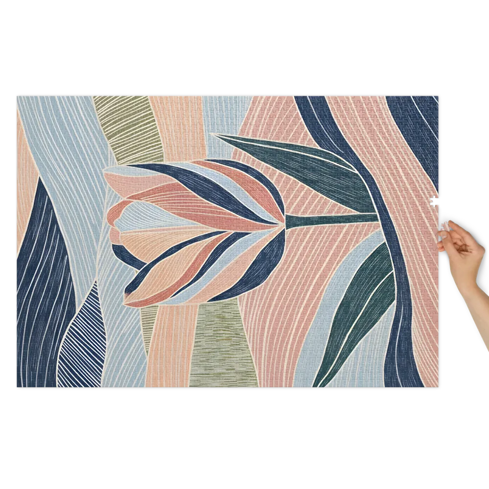 Stylized Tulip Serenity 
 Jigsaw Puzzle in Tin Box