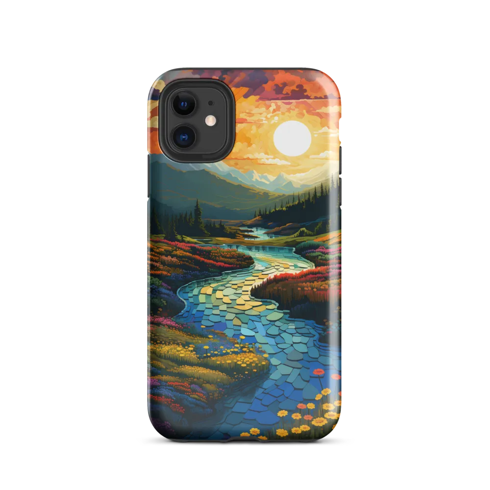 Serenity in Sunset: A Winding River's Embrace