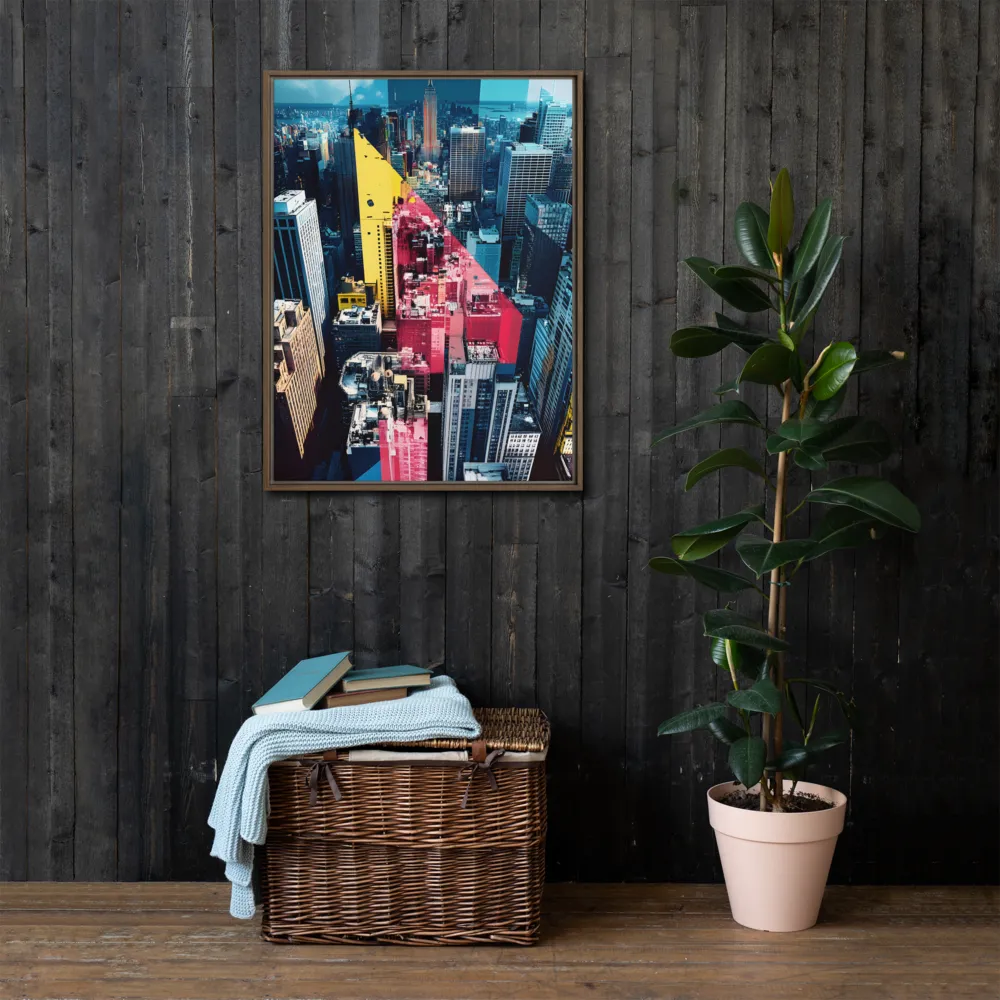 Dynamic Urban Symphony | Canvas with Brown Frame | 24″×32″