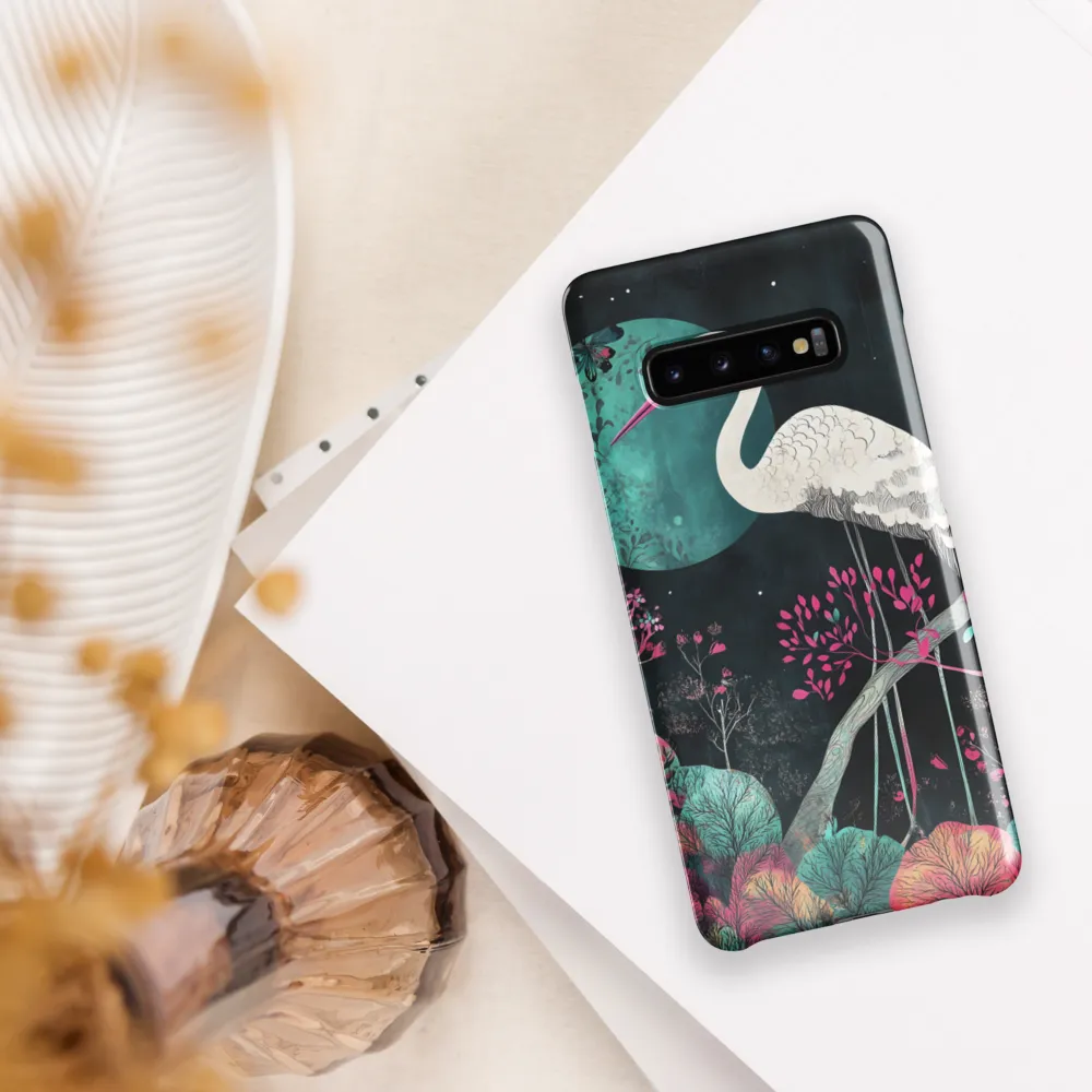 Ethereal Presence: Heron in a Floral Dreamscape | Phone Case |  S10 Plus | Snap Case | Glossy