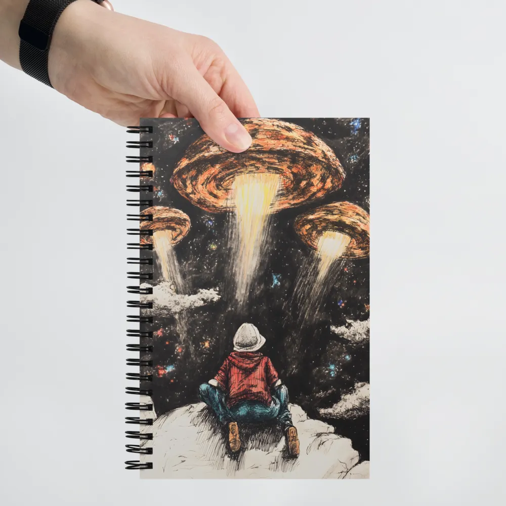 Gazing into the Unknown: A Child's Wonder in Space | Spiral Notebook