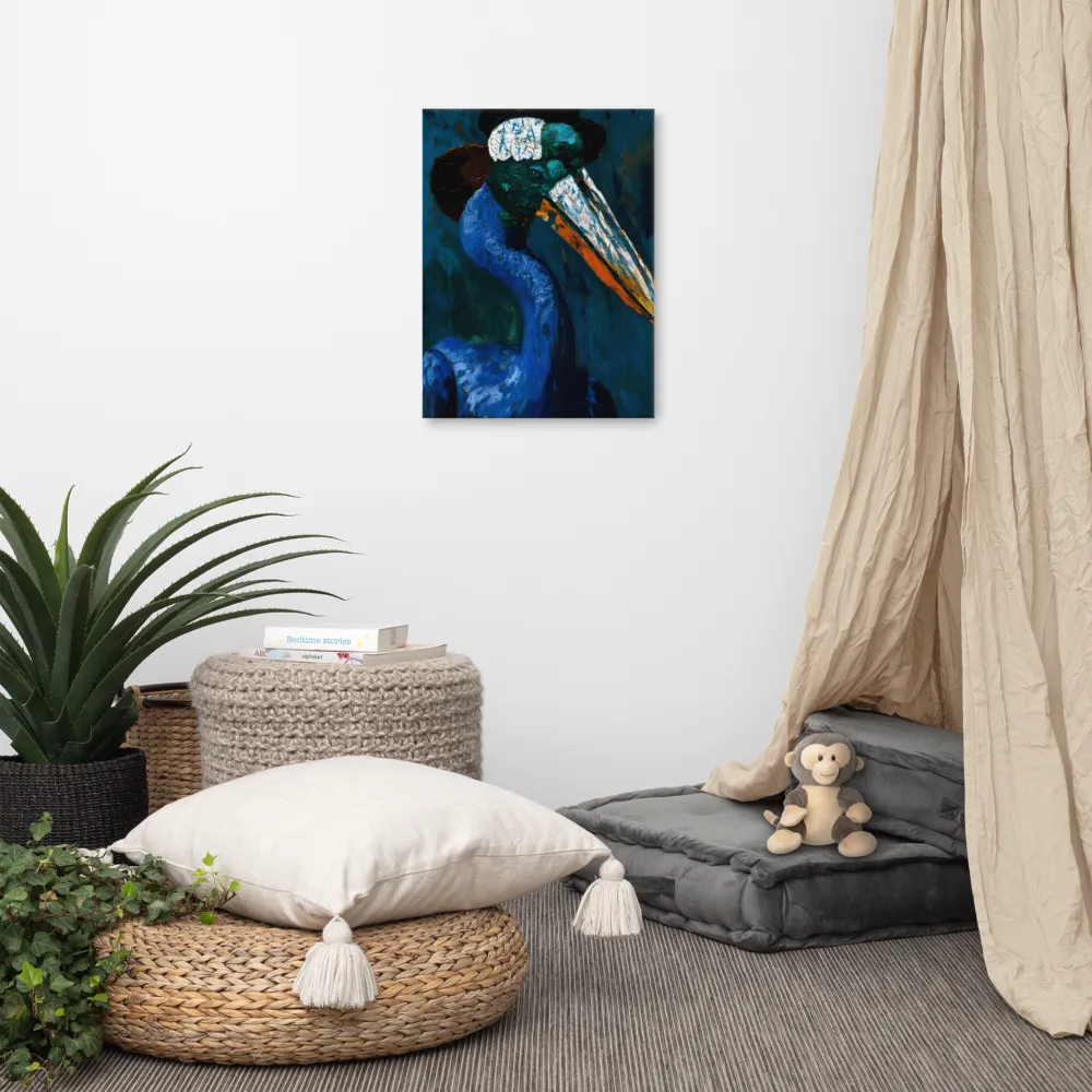 Majestic Absurdity: The Hat-Wearing Bird | Canvas | 18″×24″