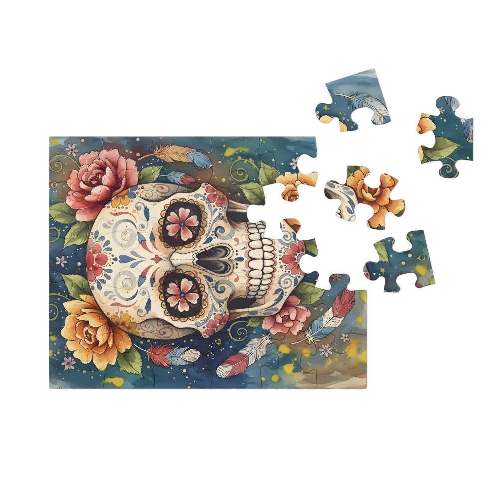 Floral Sugar Skull 
 Jigsaw Puzzle in Tin Box