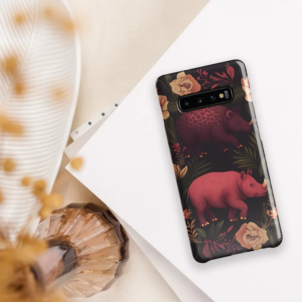 Rhinos in Floral Embrace | Phone Case |  S10 Plus | Snap Case | Glossy