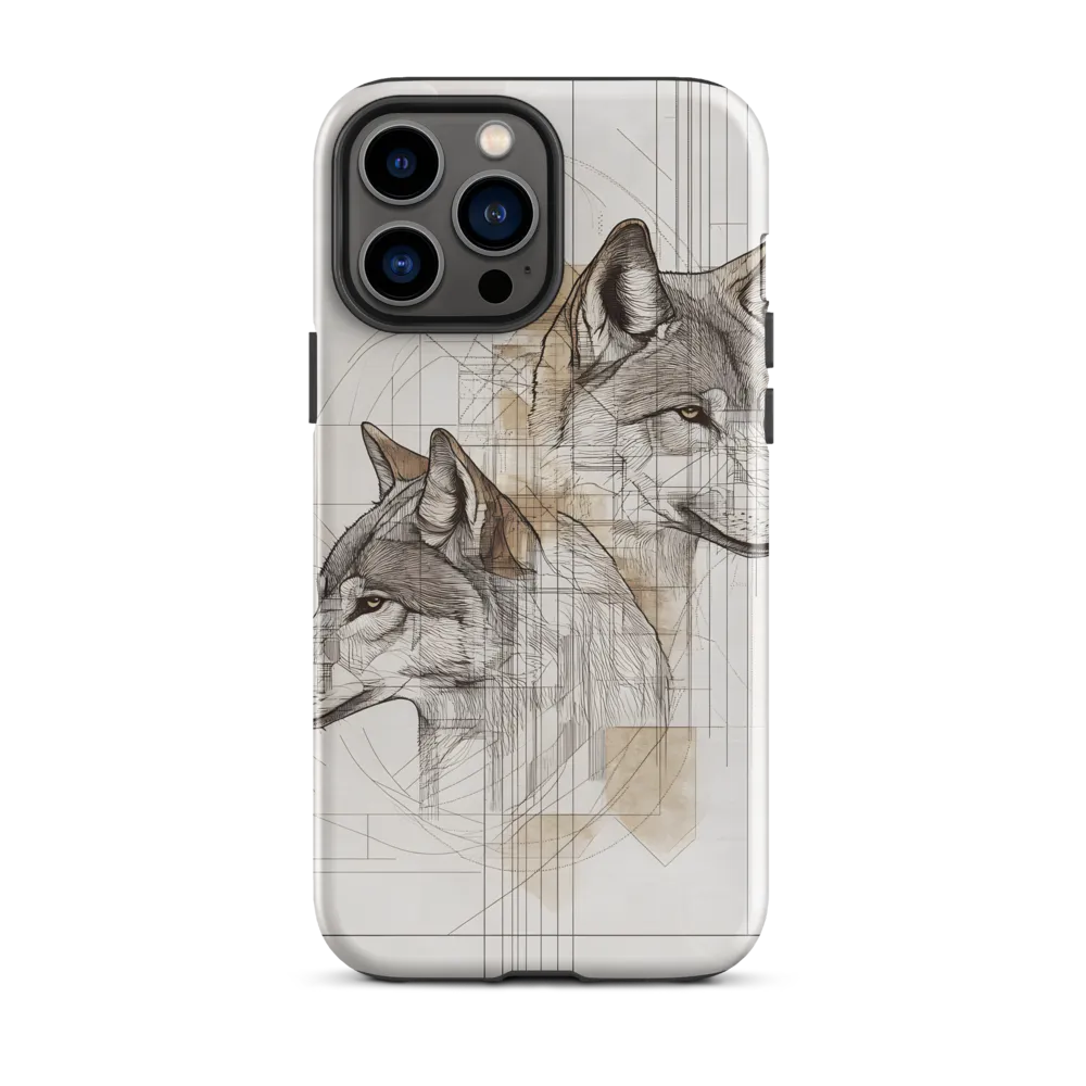 Geometric Harmony: The Essence of Wolves | Phone Case |  13 Pro Max | Tough Case | Glossy