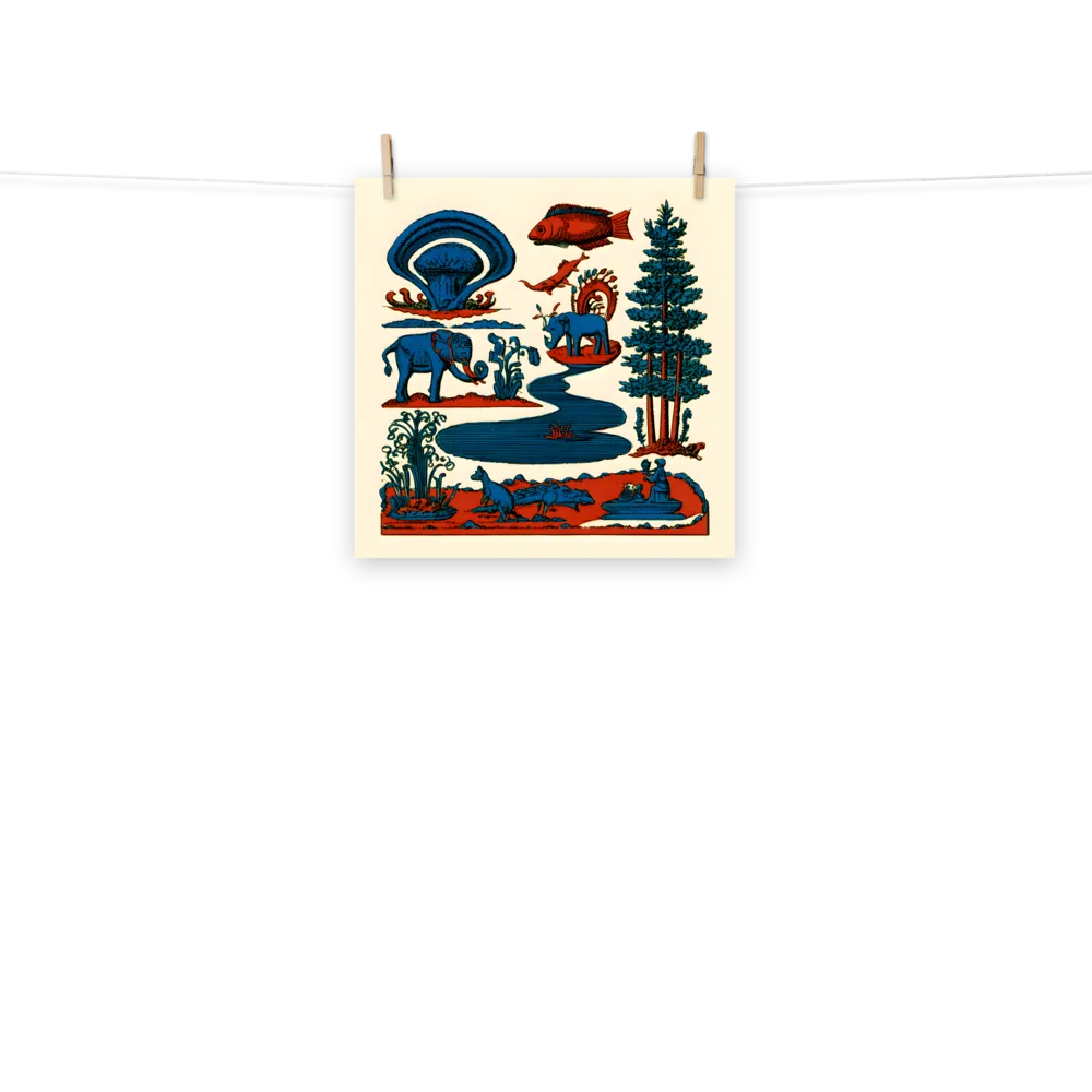 Pondside Elephants 
 Poster | 18″x 18″