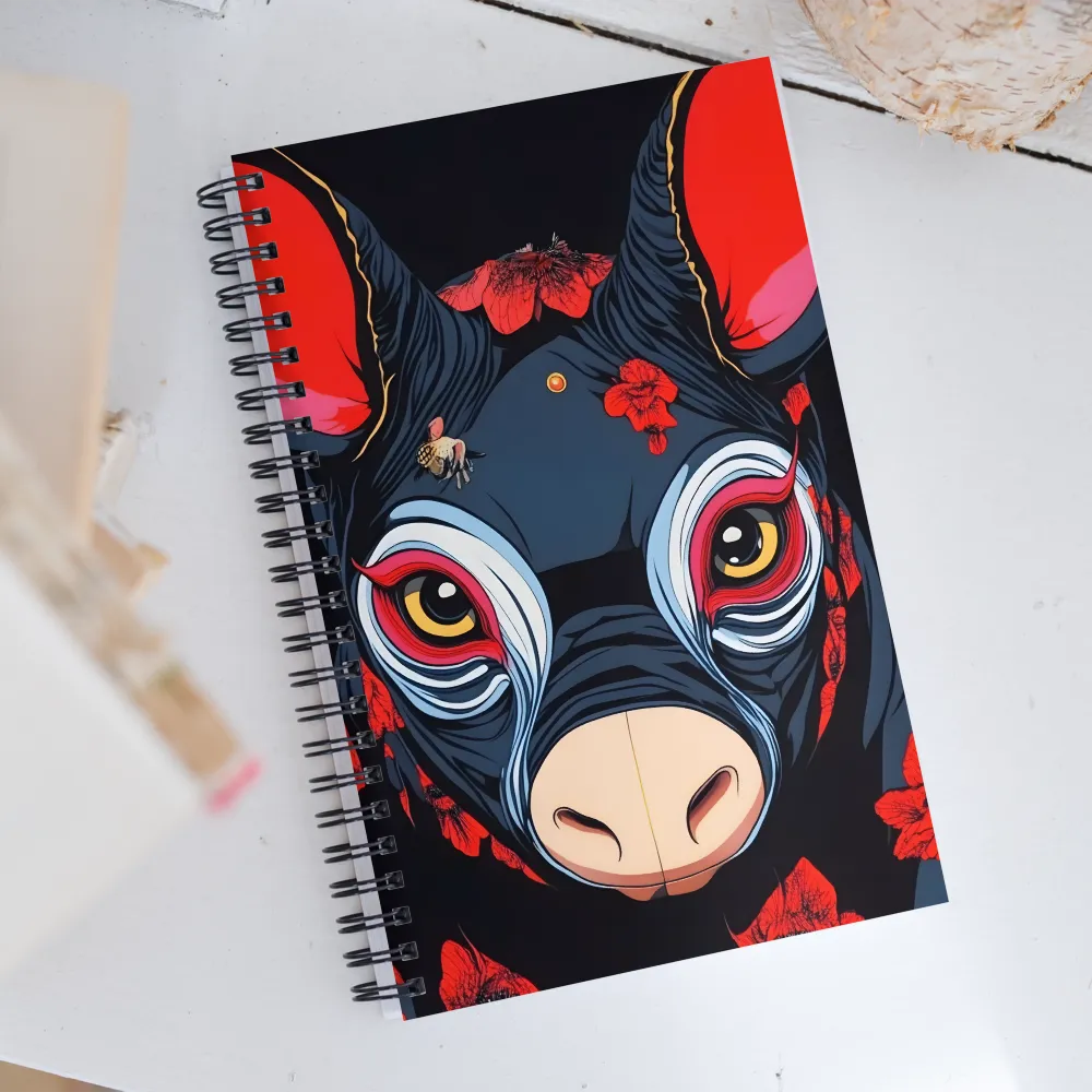 Mystical Bull with Floral Motifs | Spiral Notebook